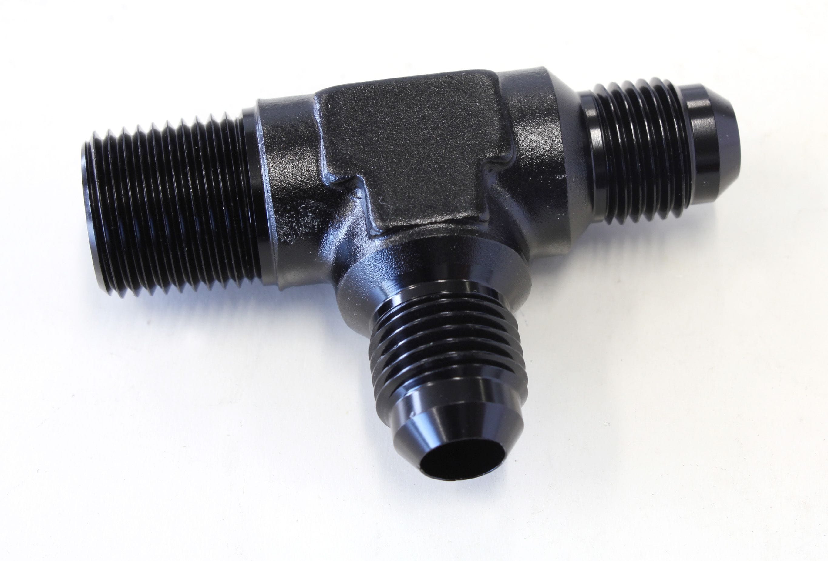 Aeroflow Performance Black Finish Aeroflow Tee with NPT On Run 3/8" to -6AN AF826-06-06BLK SR