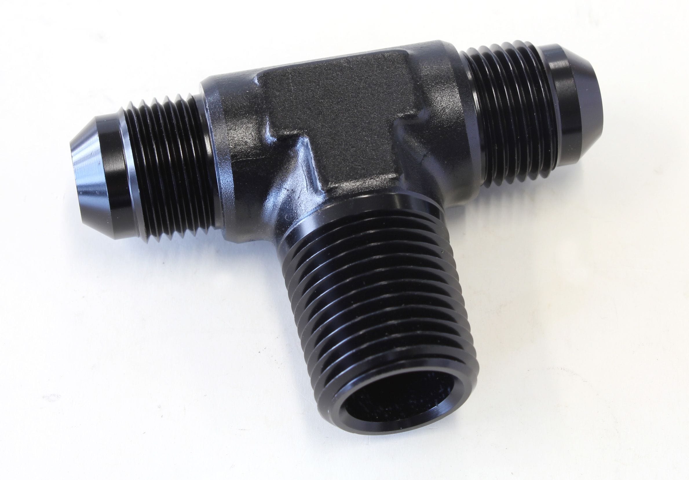 Aeroflow Performance Black Finish Aeroflow Tee with NPT On Side 1/2" to -8AN AF825-08-08BLK SR