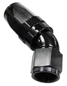Aeroflow Performance Black Finish. Suit 100 & 450 Series Hose Aeroflow 150 Series Taper One-Piece Full Flow Swivel 45° Hose End -6AN AF152-06BLK SR