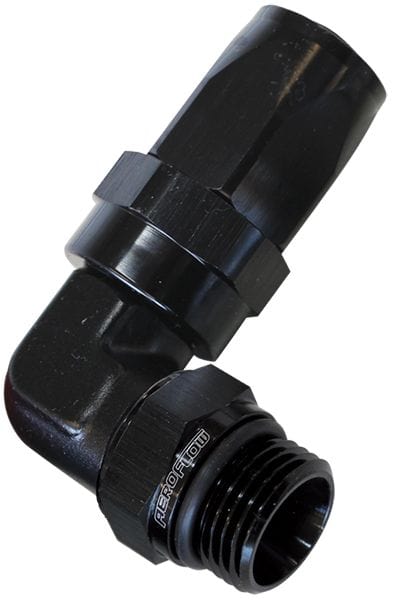 Aeroflow Performance Black Finish. Suit 100 & 450 Series Hose Aeroflow ORB Taper Swivel 90° Hose End -16AN to -12AN AF849-12-16BLK SR