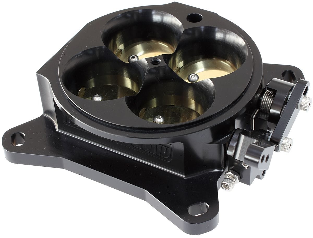 Aeroflow Performance Black Finish. Suit 4150/4500 Flanges Aeroflow Billet Aluminium 4 Barrel 1375cfm Throttle Body AF64-2250BLK SR