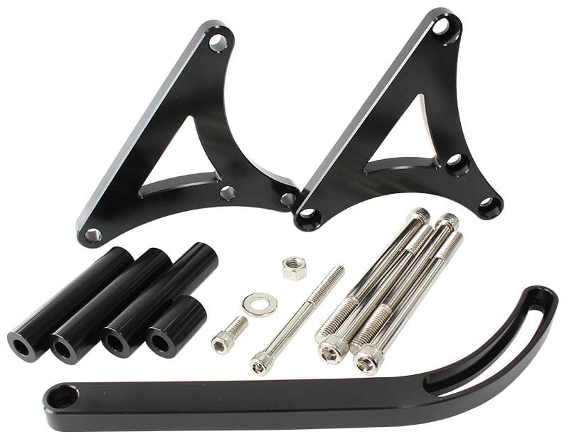 Aeroflow Performance Black Finish. Suit HQ-WB V8, passenger side Aeroflow Holden Mid Mount Billet Alternator Bracket AF64-4025BLK SR