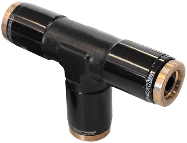Aeroflow Performance Black Finish. Suits 120 Series Nylon Hose Aeroflow 120 Series 1/4" Push to Connect Tee Fitting AF125-04BLK SR