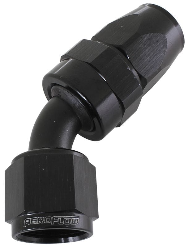 Aeroflow Performance Black Finish. Suits 200 & 250 Series Hose Aeroflow 200 Series PTFE 45° Hose End -16AN AF202-16DBLK SR