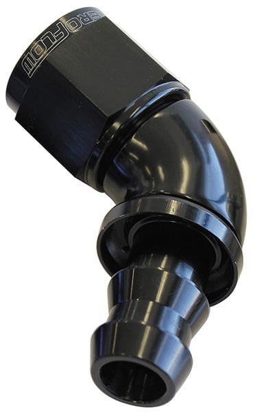 Aeroflow Performance Black Finish. Suits 400 & 500 Series Hose Aeroflow 510 Series Full Flow Tight Radius Push Lock 60° Hose End -6AN AF518-06BLK SR