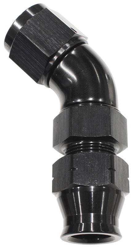 Aeroflow Performance Black Finish. Suits Aeroflow, Moroso & Russell Tubing Aeroflow 45° Tube to Female AN Adapter 1/2" to -8AN AF129-08BLK SR
