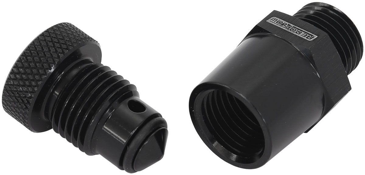 Aeroflow Performance Black Finish With 1/8" NPT Female Thread For Remote Draining Aeroflow Universal Drain Valve -6 ORB AF615-02BLK SR