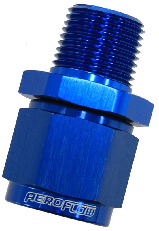Aeroflow Performance Blue Aeroflow Male NPT to Female AN Straight Fitting 1/4" to -8AN AF916-08-04 SR