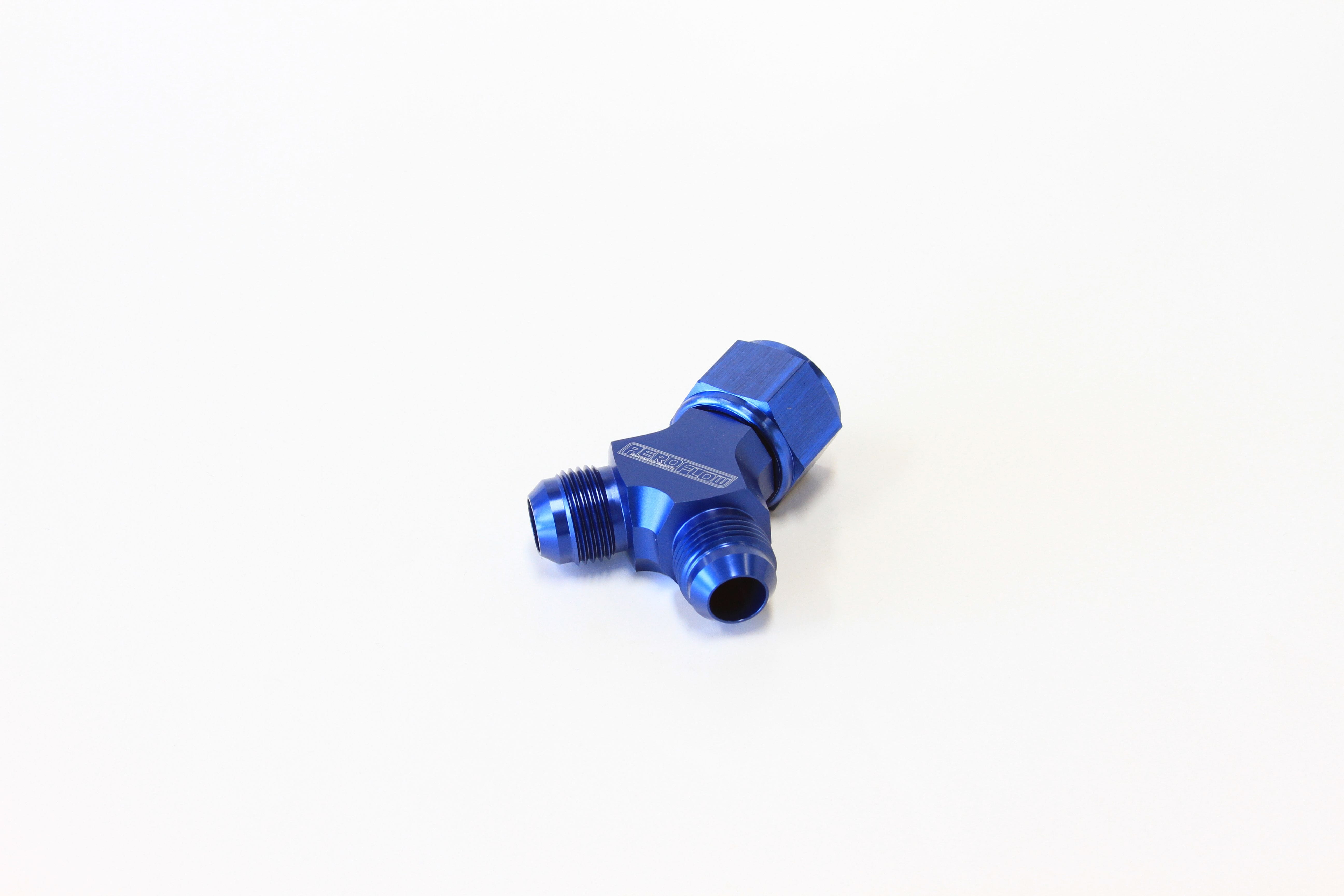 Aeroflow Performance Blue Finish. 1 x -10AN Female, 2 x -8AN Male Aeroflow Billet Y-Block with Female Flare AF931-10-08 SR