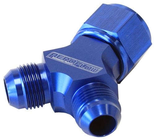 Aeroflow Performance Blue Finish. 1 x -8AN Female, 2 x -6AN Male Aeroflow Billet Y-Block with Female Flare AF931-08-06 SR