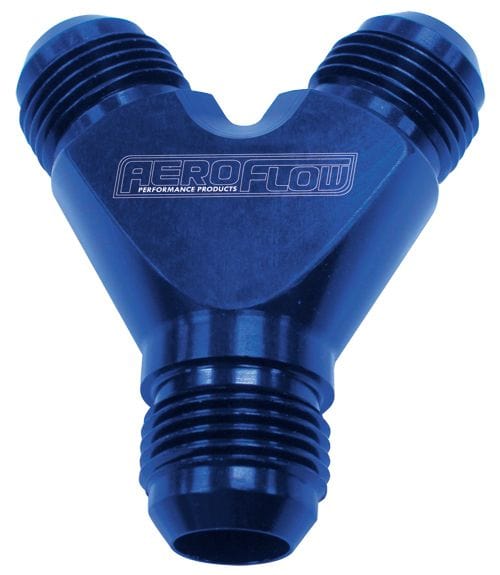 Aeroflow Performance Blue Finish. 3 x -3AN Male Aeroflow Billet Y-Block AF930-03-03 SR