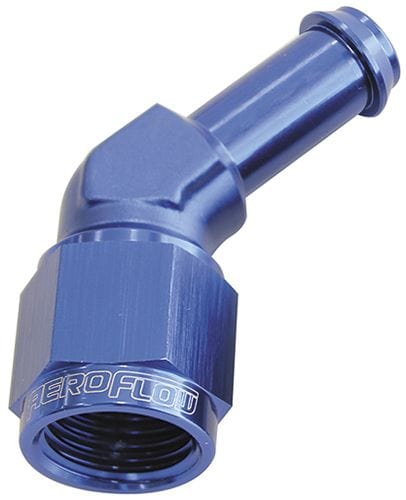 Aeroflow Performance Blue Finish Aeroflow 45° Hose Barb 1/2" to -8AN AF412-08 SR