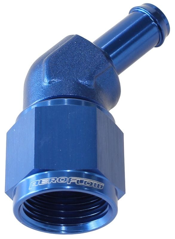Aeroflow Performance Blue Finish Aeroflow 45° Hose Barb 3/8" to -8AN AF412-08-06 SR