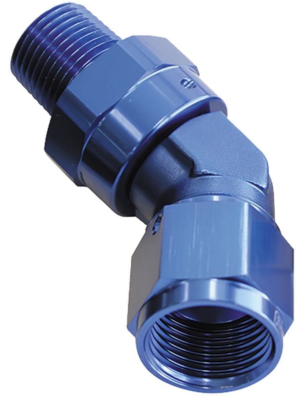 Aeroflow Performance Blue Finish Aeroflow 45° NPT Swivel to Male AN Flare Adapter 1/8" to -4AN AF919-04-02 SR