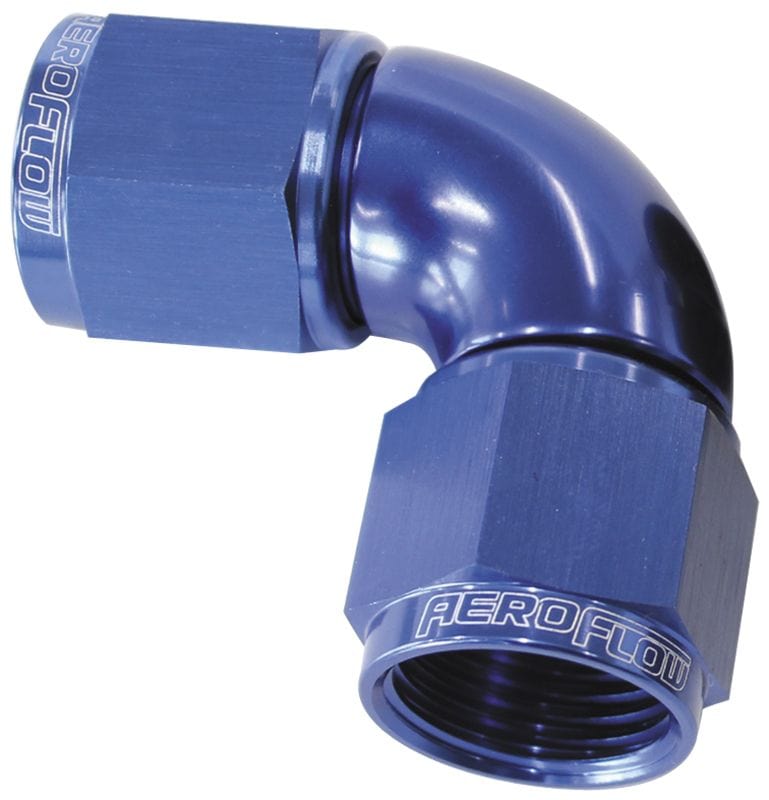 Aeroflow Performance Blue Finish Aeroflow 90° Full Flow Female Coupler -16AN AF583-16 SR