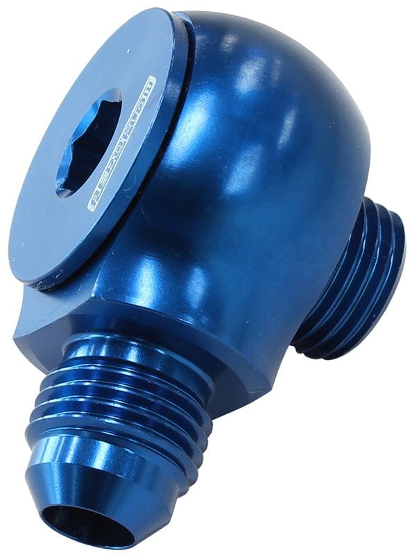 Aeroflow Performance Blue Finish Aeroflow 90° Low Profile -10ORB to -10AN Male Adapter AF909-10 SR