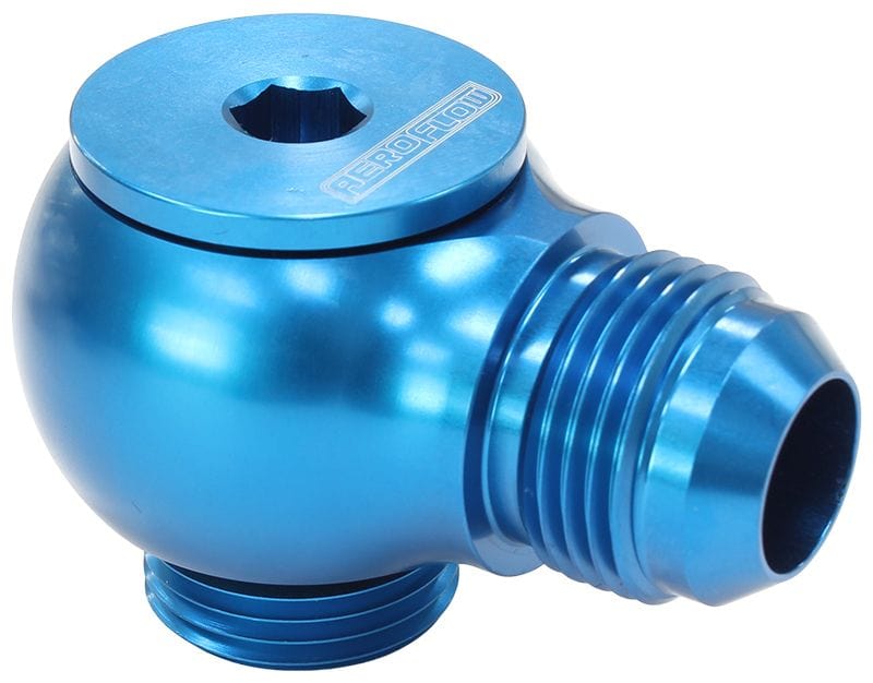 Aeroflow Performance Blue Finish Aeroflow 90° Low Profile -12ORB to -12AN Male Adapter AF909-12 SR