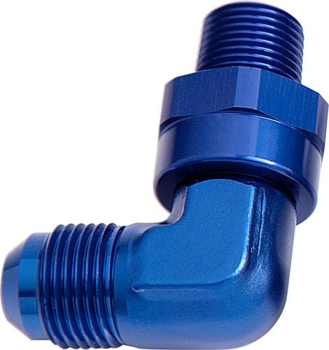 Aeroflow Performance Blue Finish Aeroflow 90° NPT Swivel to Male AN Flare Adapter 3/8" to -6AN AF922-06-06 SR