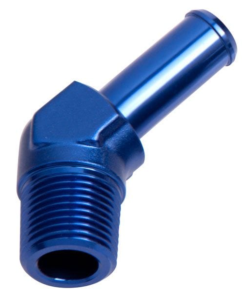 Aeroflow Performance Blue Finish Aeroflow Male NPT to Barb 45° Adapter 1/2" to 5/8" AF845-10 SR