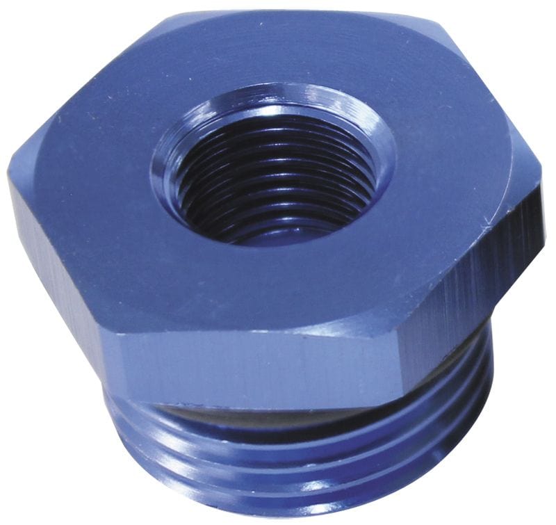 Aeroflow Performance Blue Finish. Aeroflow ORB Port Reducer -8ORB to 1/8" AF912-P08-02 SR