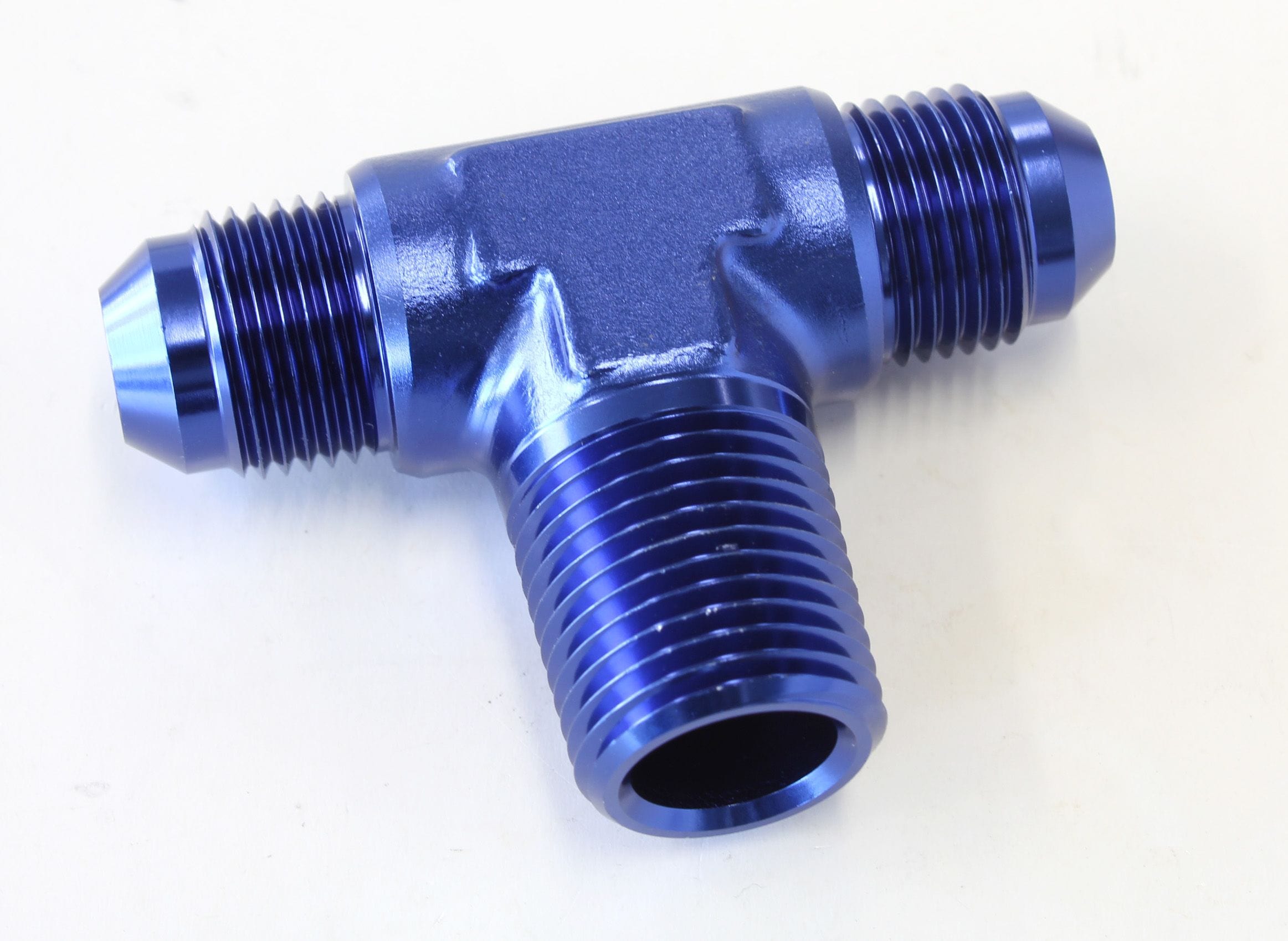 Aeroflow Performance Blue Finish Aeroflow Tee with NPT On Side 1/2" to -8AN AF825-08-08 SR