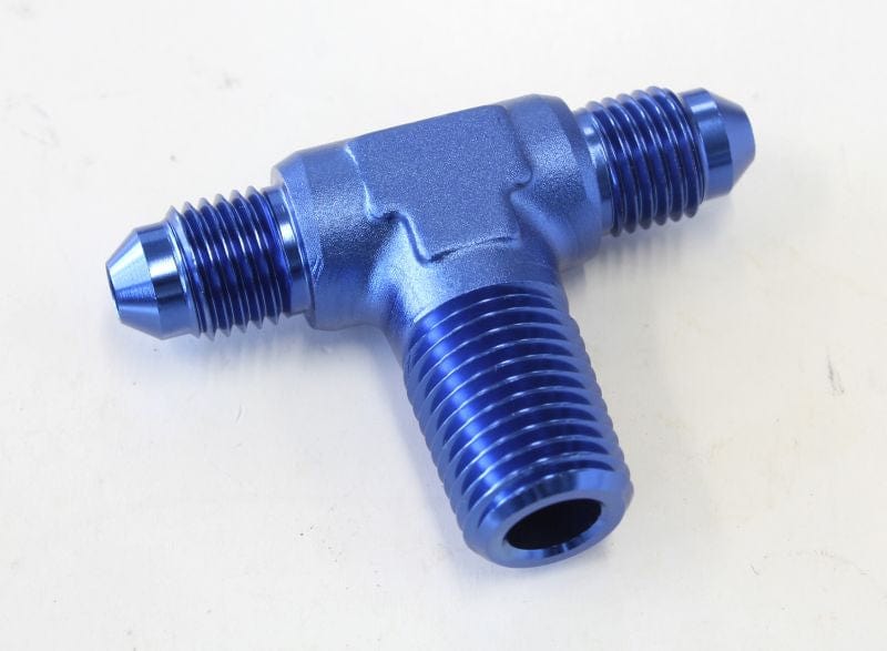 Aeroflow Performance Blue Finish Aeroflow Tee with NPT On Side 1/4" to -4AN AF825-04-04 SR