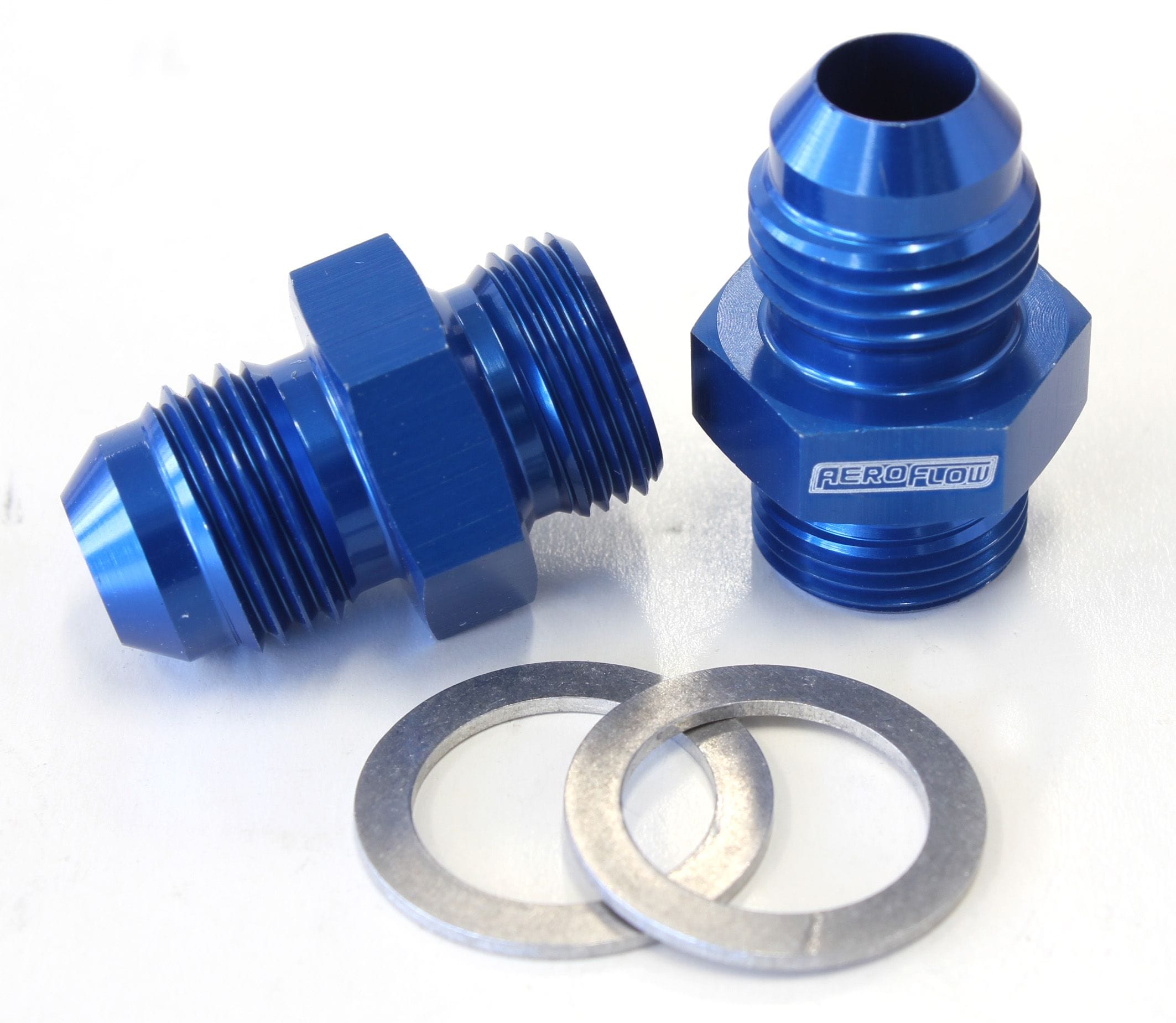 Aeroflow Performance Blue Finish. Suit Demon / Holley Inlet Feed Aeroflow Carburettor Adapter - Male 9/16" x 24 to -6AN Short AF701-06 SR