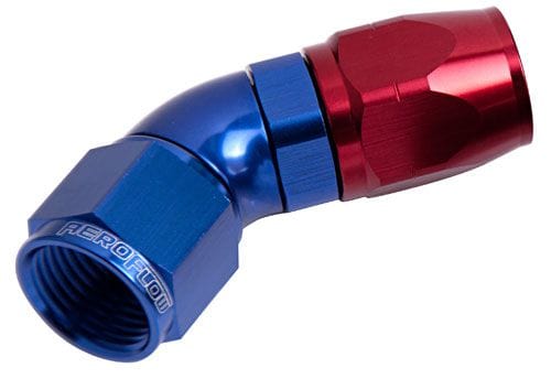 Aeroflow Performance Blue/Red Finish. Suits 100 & 450 Series Hose Aeroflow 550 Series Cutter One-Piece Full Flow Swivel 45° Hose End -16AN AF552-16 SR