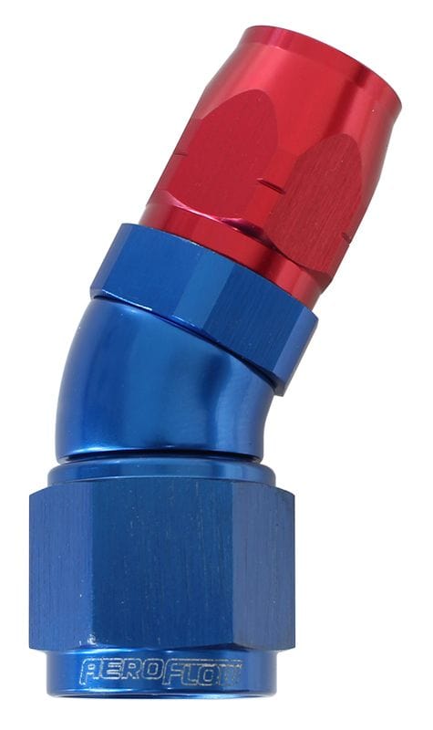 Aeroflow Performance Blue/Red Finish. Suits 100 & 450 Series Hose Aeroflow 550 Series Cutter Style One Piece Swivel 30° Stepped Hose End -8AN to -6 Hose AF SR