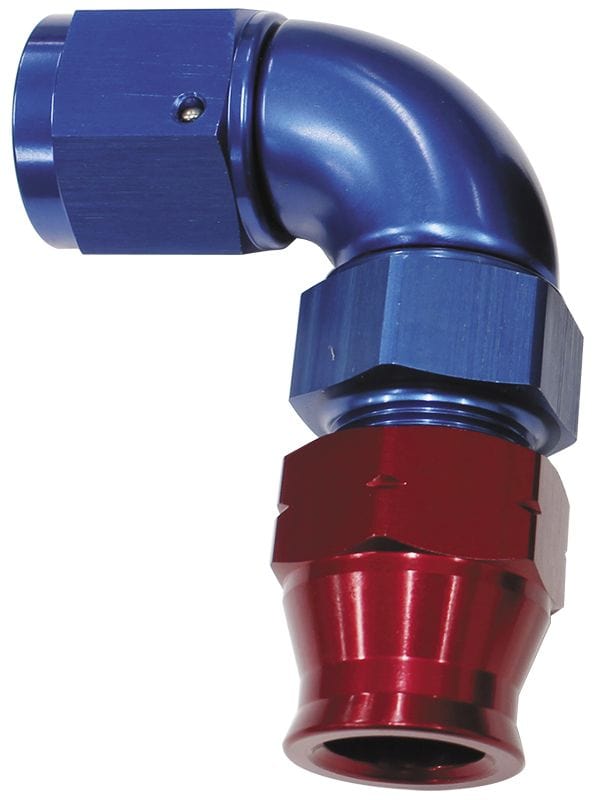 Aeroflow Performance Blue/Red Finish. Suits Aeroflow, Moroso & Russell Tubing Aeroflow 90° Tube to Female AN Adapter 1/4"to -4AN AF139-04 SR
