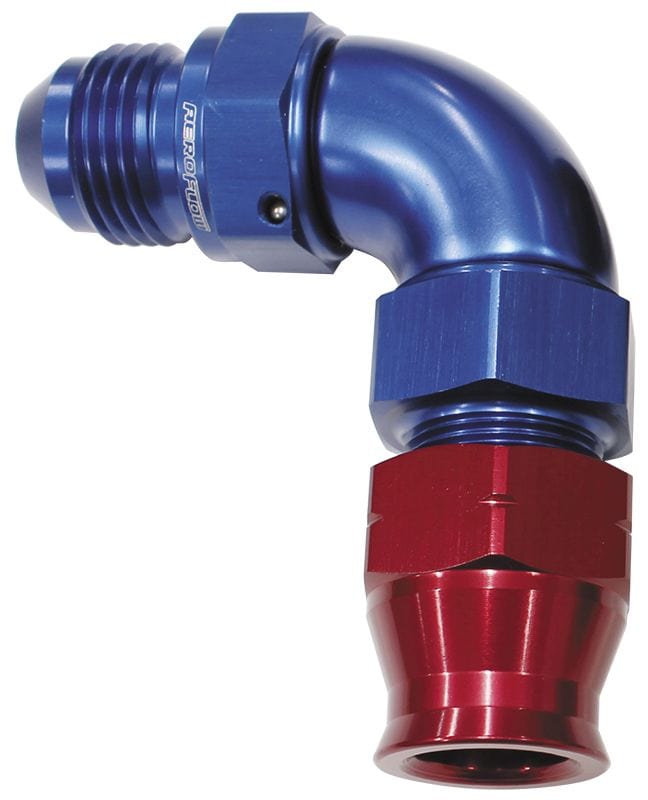 Aeroflow Performance Blue/Red Finish. Suits Aeroflow, Moroso & Russell Tubing Aeroflow 90° Tube to Male AN Adapter 1/4"to -4AN AF137-04 SR