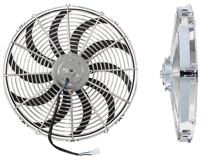 Aeroflow Performance Curved Blades Aeroflow 16" Chrome Electric Thermo Fan AF49-1028 SR