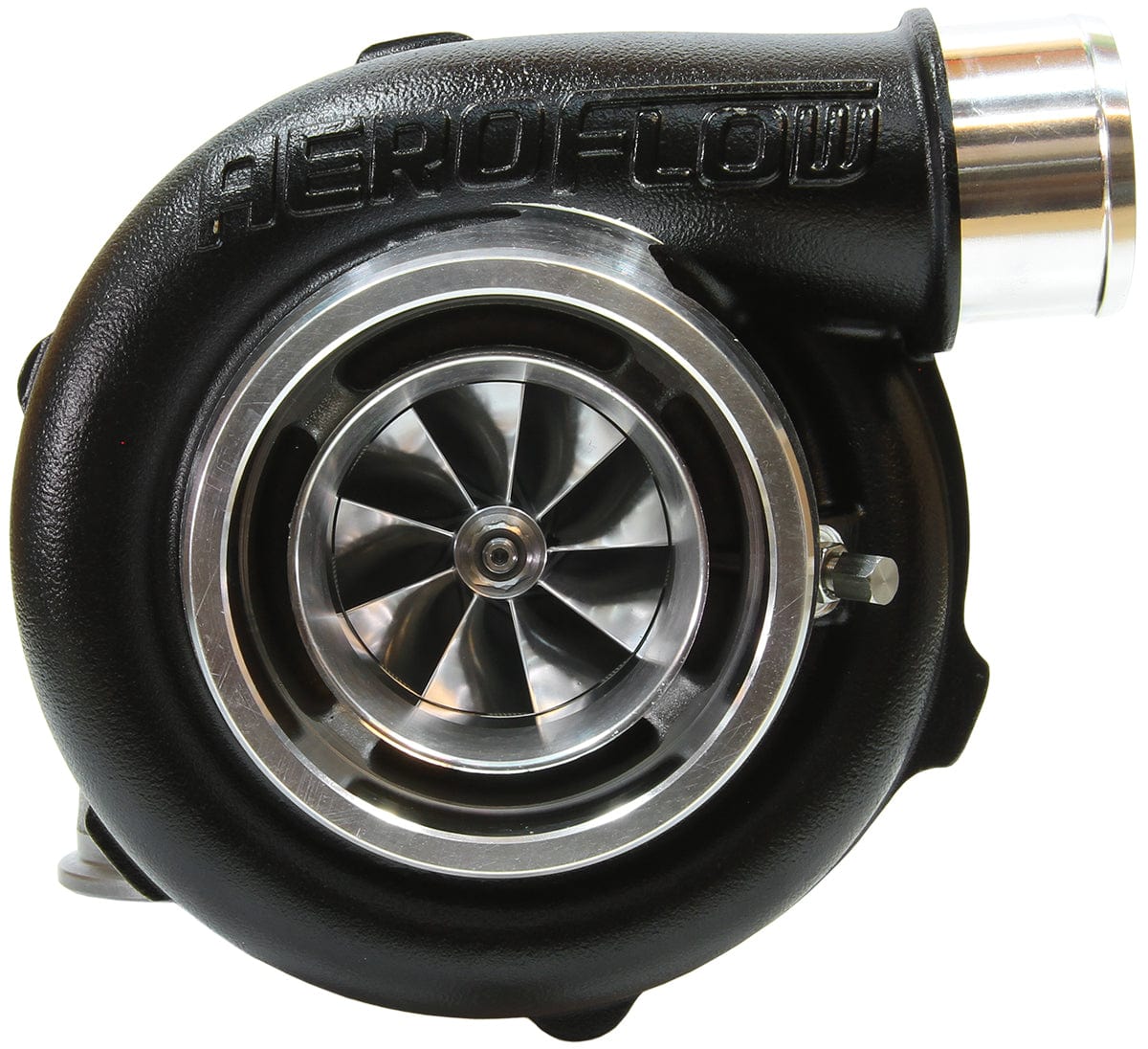 Aeroflow Performance External Wastegate, V-Band Inlet & Exhaust Flanges Aeroflow BOOSTED 5855 V-Band .83 Turbocharger 750HP, Hi Temp Black Finish AF8005-3033BLK SR