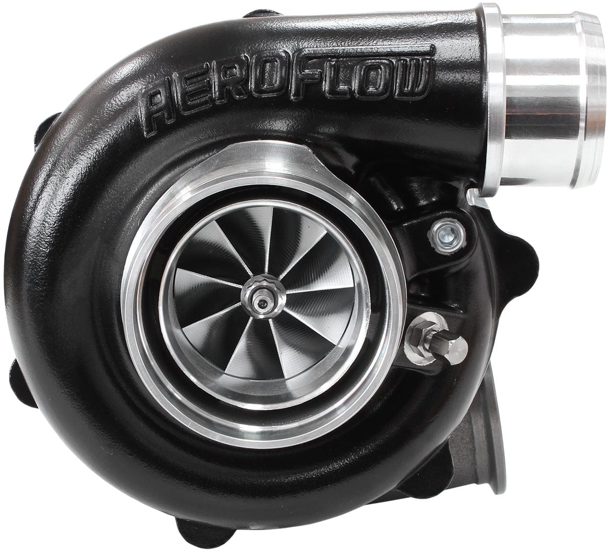 Aeroflow Performance External Wastegate, V-Band Inlet & Exhaust Flanges Aeroflow BOOSTED B5455 1.21 Turbocharger 660HP, Hi Temp Black Finish AF8005-3042BLK SR