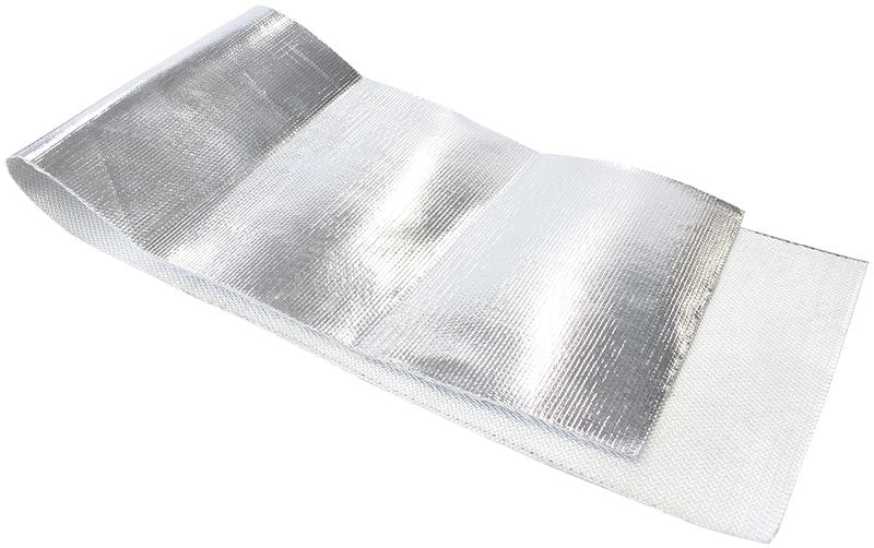 Aeroflow Performance Flexible Aluminised surface reflects up to 2000°F radiant heat. Aeroflow Heat Barrier - 40" x 12" Sheet AF91-6001 SR