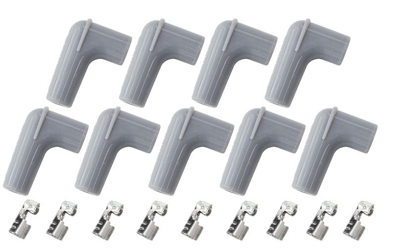 Aeroflow Performance Grey, set of 9 Aeroflow Xpro Silicone 90° Spark Plug Boots & 90° Terminals AF4530-8850 SR