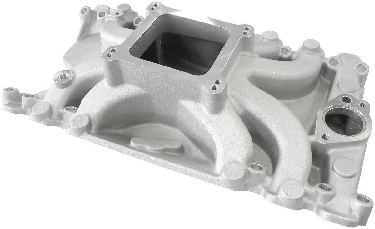 Aeroflow Performance Idle - 5500 RPM, Square Bore Carburettor Pad, Non-EGR Aeroflow Holden 253-308 Low-Rise Single Plane Intake Manifold, Natural Cast Finish AF6000 SR