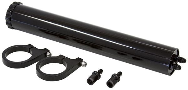 Aeroflow Performance Includes 5/16"" Barb Fittings & Mounts. 13" (325mm) Height x 2" (50mm Aeroflow Billet Aluminium Radiator Over Flow Tank - Black AF77-1021BLK SR