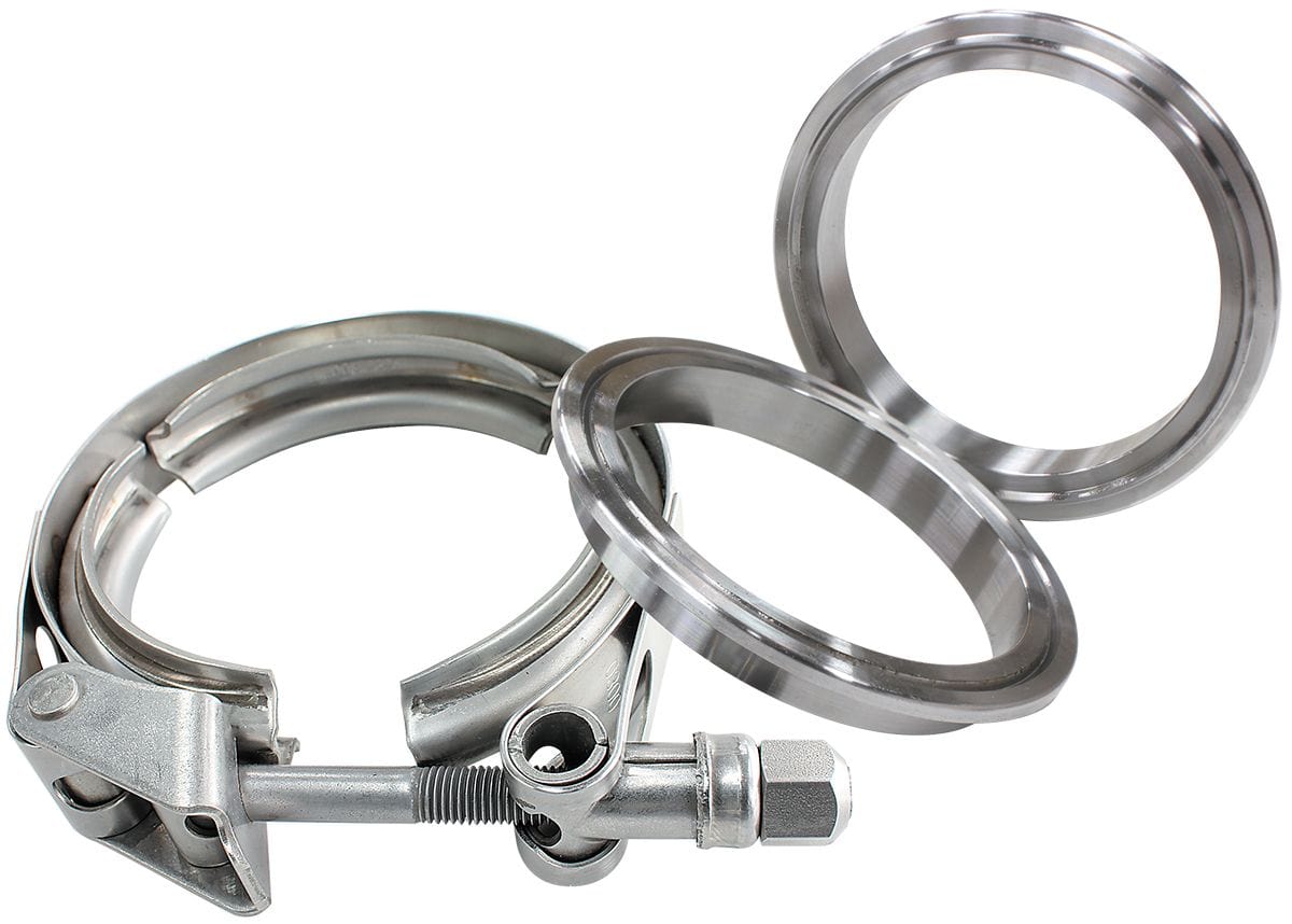 Aeroflow Performance Kit Includes 2 x Steel Weld Rings and 1 x Stainless Steel Clamp Aeroflow 2-1/4" (57mm) V-Band Clamp Kit with Steel Weld Flanges AF92-2250 SR
