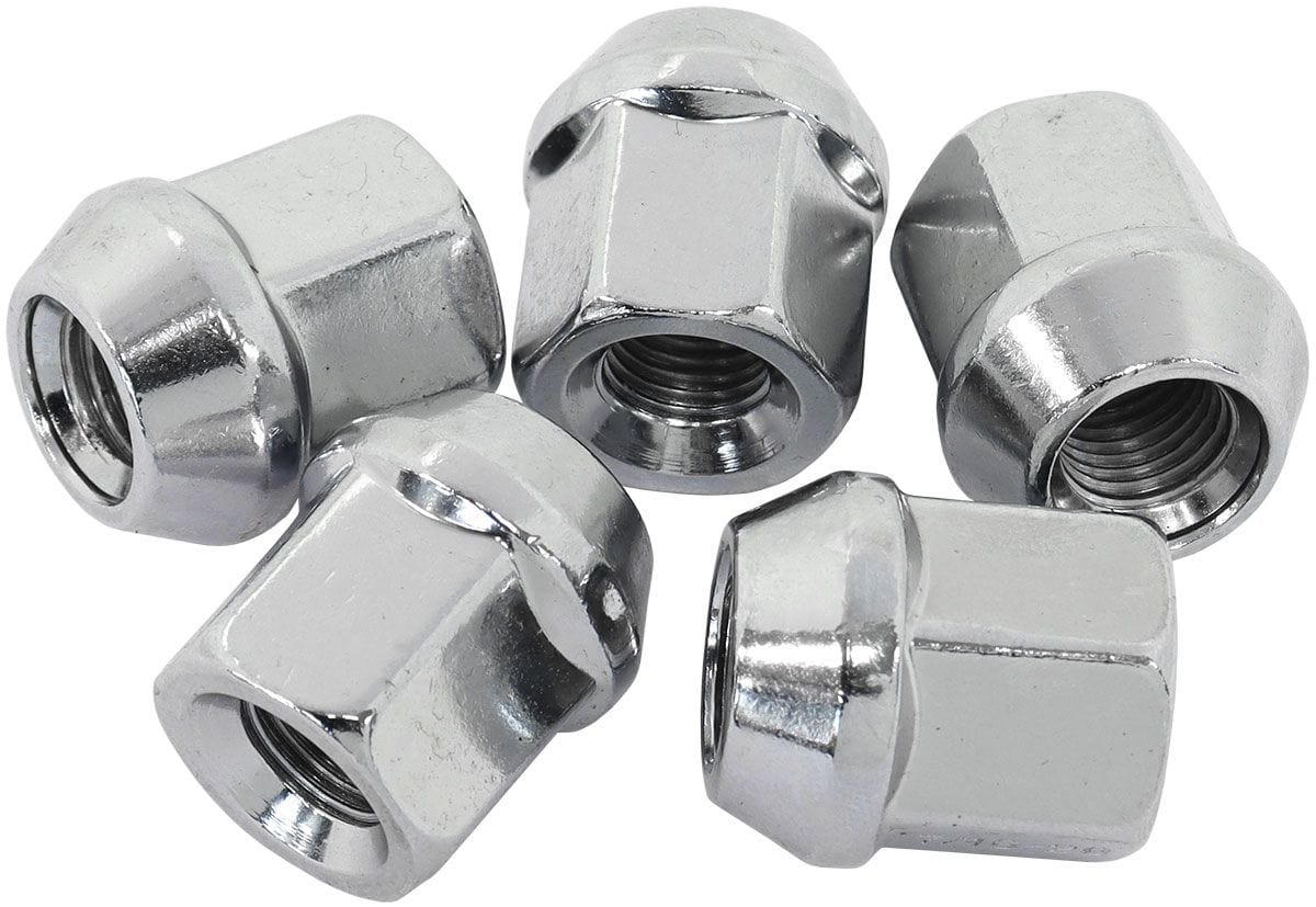 Aeroflow Performance Pack of 5, 60 Degree Taper Aeroflow Acorn Short Open Chrome Wheel Nuts - 7/16-20" AF3031-1000 SR