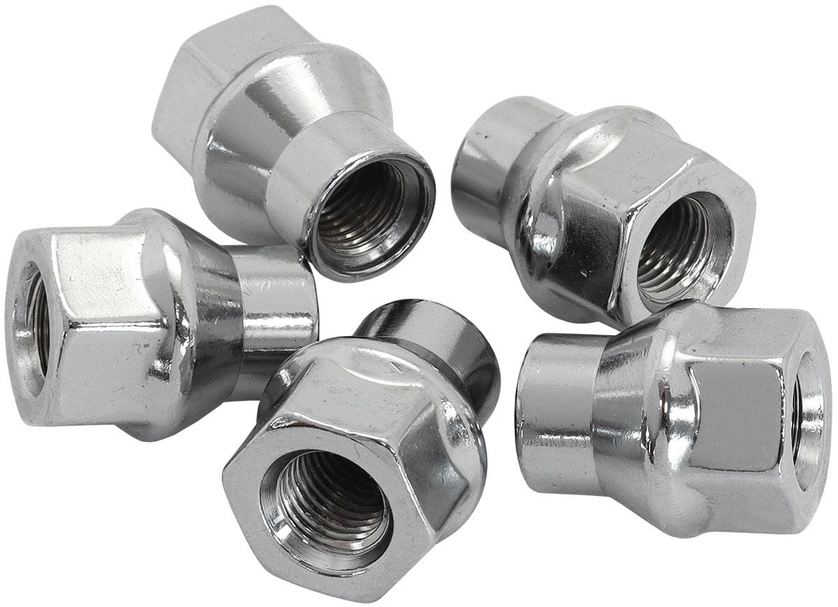 Aeroflow Performance Pack of 5, 60 Degree Taper with 0.300" Shank Aeroflow Conical ET Style Open Chrome Wheel Nuts - 7/16-20" AF3031-4000 SR
