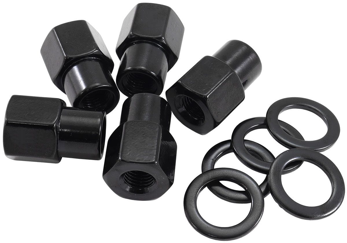 Aeroflow Performance Pack of 5, Washer Seat with Shank Aeroflow 0.550" Shank Open Black Wheel Nuts - 7/16-20" AF3011-6000 SR