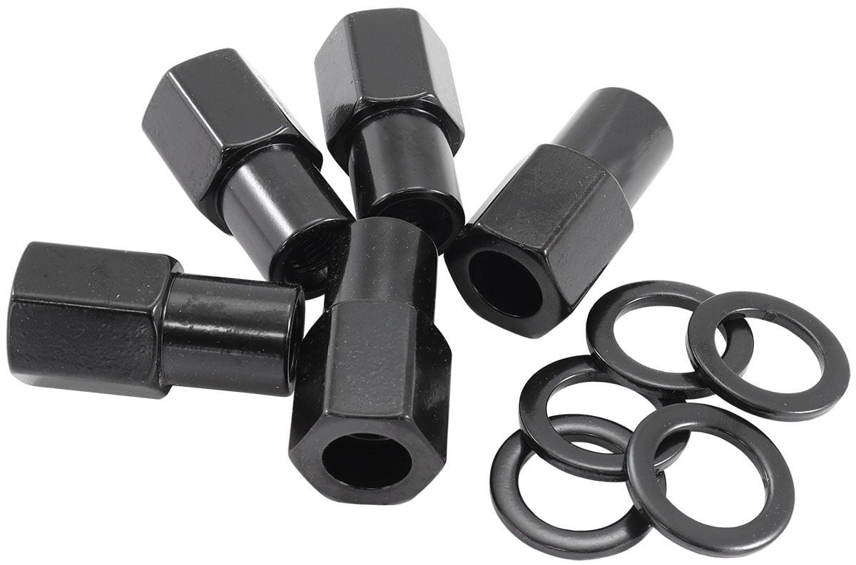 Aeroflow Performance Pack of 5, Washer Seat with Shank Aeroflow 0.750" Shank Open Black Wheel Nuts - M14 x 1.50mm AF3018-7000 SR