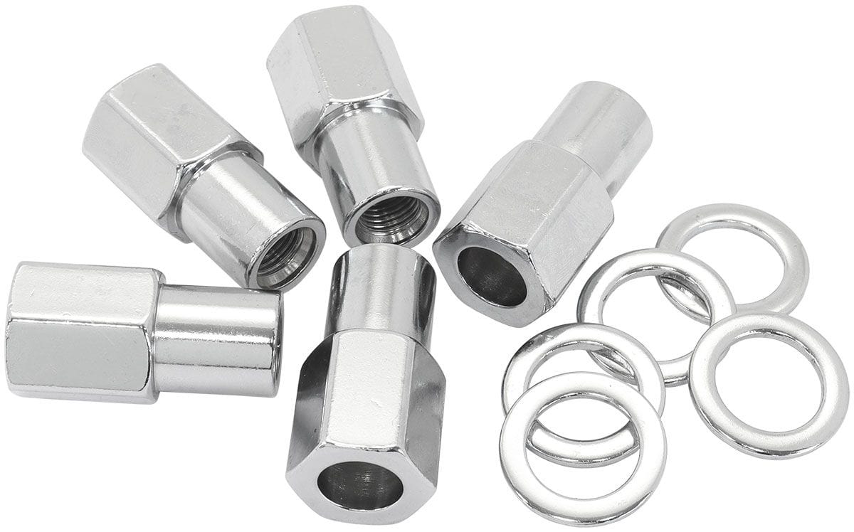 Aeroflow Performance Pack of 5, Washer Seat with Shank Aeroflow 0.750" Shank Open Chrome Wheel Nuts - 1/2-20" AF3032-7000 SR