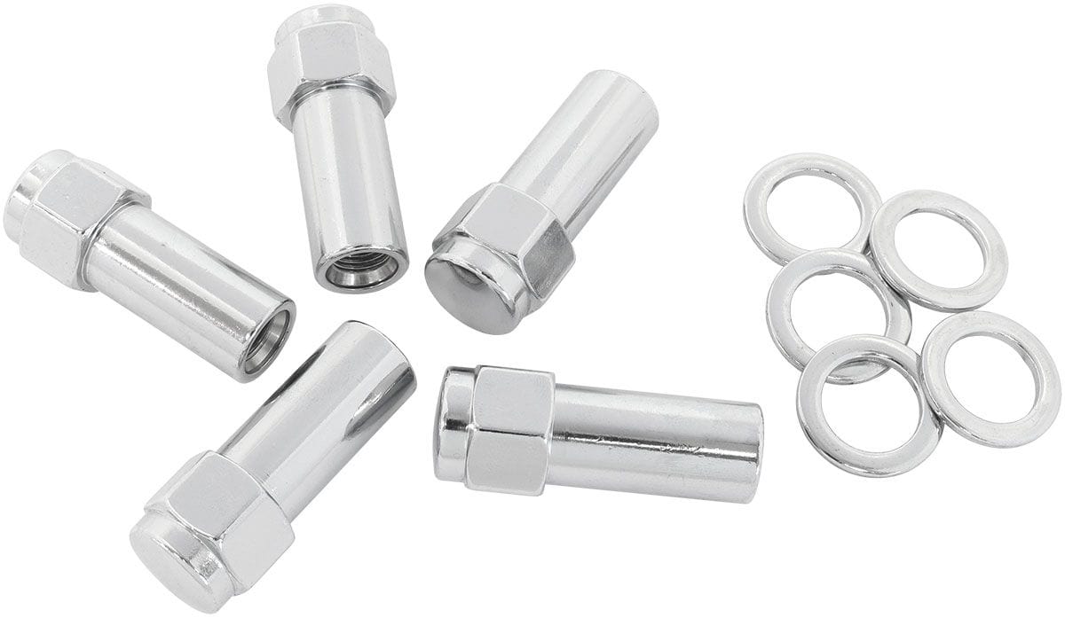 Aeroflow Performance Pack of 5, Washer Seat with Shank Aeroflow 1.380" Shank Closed Chrome Wheel Nuts - 7/16-20" AF3041-9000 SR