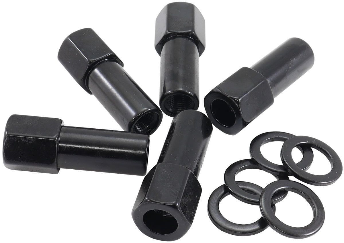 Aeroflow Performance Pack of 5, Washer Seat with Shank Aeroflow 1.380" Shank Open Black Wheel Nuts - M12 x 1.50mm AF3016-9000 SR