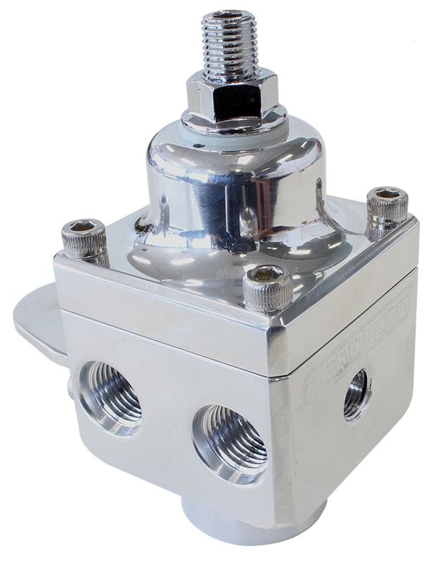 Aeroflow Performance Polished Finish. 4-12 psi. Rated to 1600 HP Aeroflow Billet 4-Port Carburettor Fuel Pressure Regulator -6 ORB AF66-2048P SR
