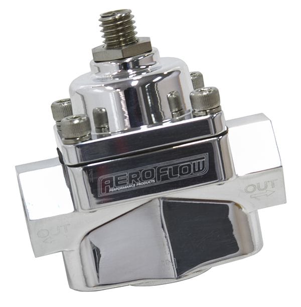 Aeroflow Performance Polished Finish. 4.5-9 psi Adjustable Aeroflow Billet 2-Port Fuel Pressure Regulator with 3/8" NPT Ports AF49-4000P SR