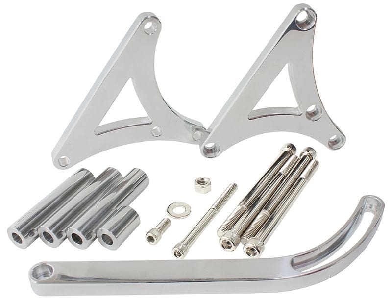 Aeroflow Performance Polished Finish. Suit Holden V8 HQ-WB, left hand side (passenger side) Aeroflow Mid Mount Billet Alternator Bracket AF64-4025 SR
