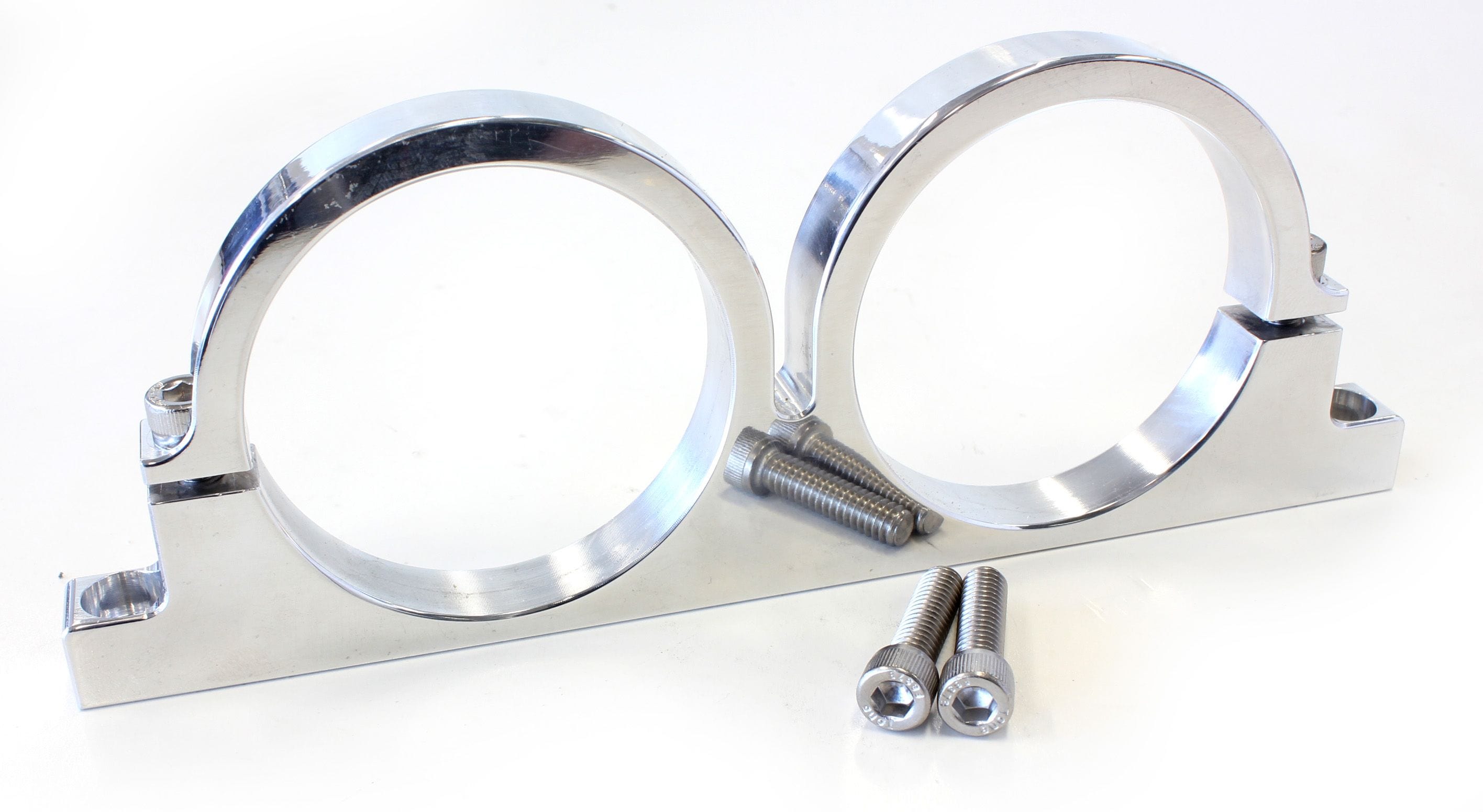 Aeroflow Performance Polished Finish. Suits 2-1/2" Diameter Filters or Remote Reservoirs Aeroflow Dual Billet Filter Bracket AF66-2246 SR